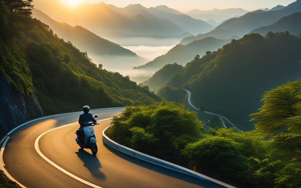 scooter in de bergen