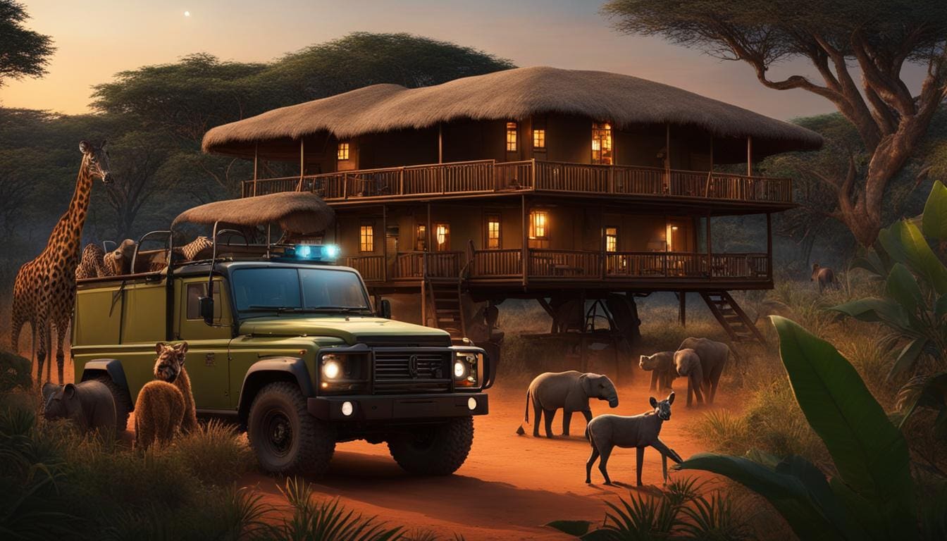 Een nachtelijke safari in een luxe Afrikaanse lodge