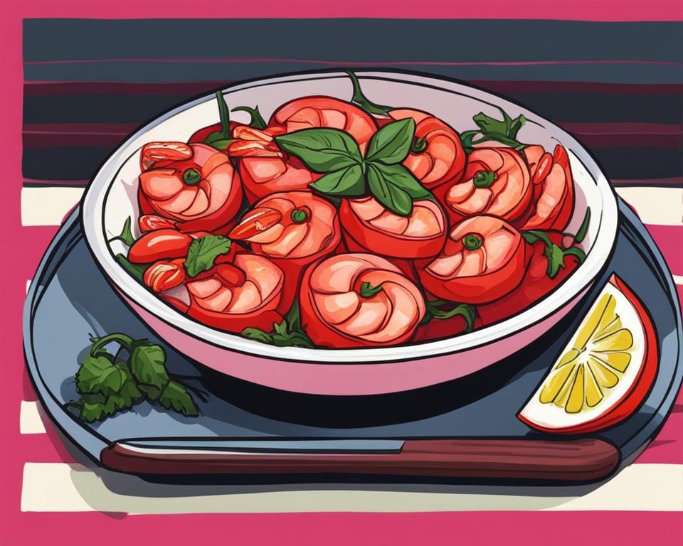 Tomaat-garnaal (Tomate-crevette) gerecht