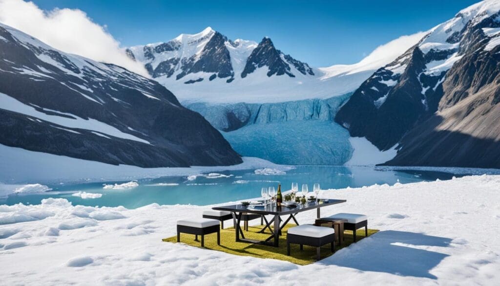 luxe picknickervaring op een afgelegen gletsjer