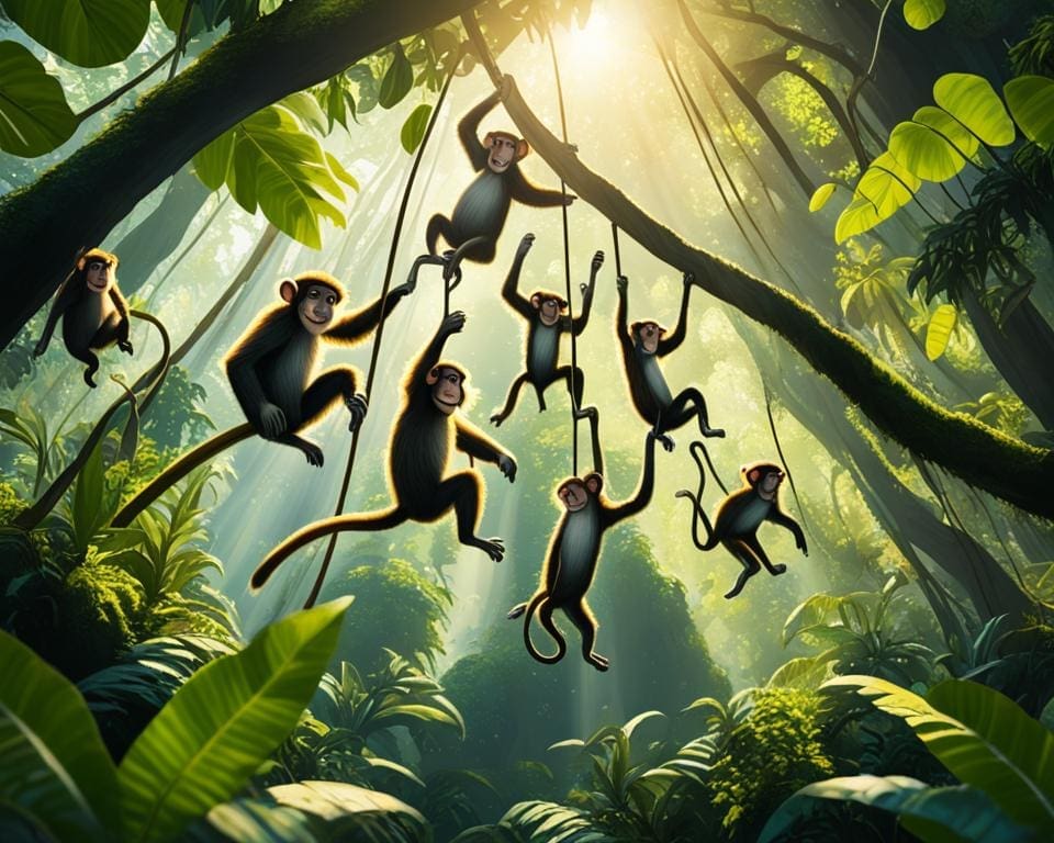 apen in het regenwoud