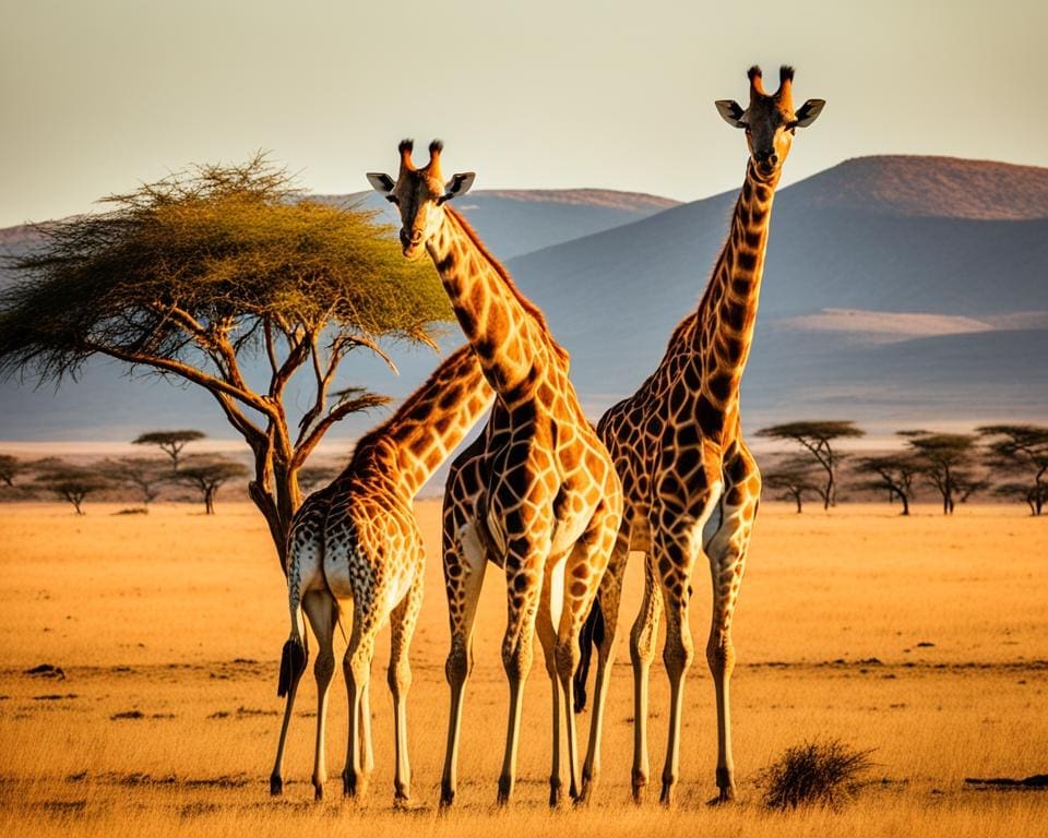 giraffen in het wild