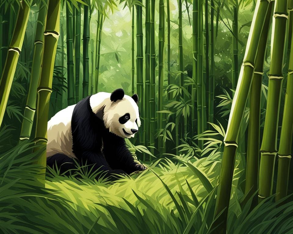 panda in bamboebos