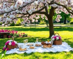 Geniet van een romantische picknick in een schilderachtig park