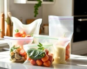 Herbruikbare siliconen vershoudzakken voor voedselopslag