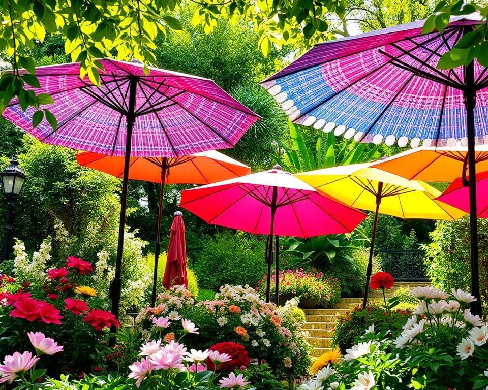 Opvouwbare parasols voor zonbescherming in elke tuin