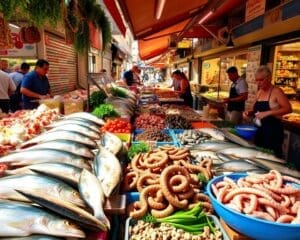 Proef de verse visgerechten op de markten van Palermo