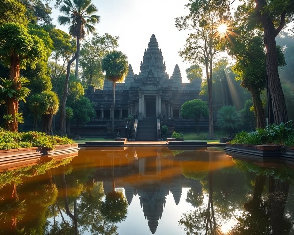 Reizen langs de oude tempels van Angkor Wat, Cambodja