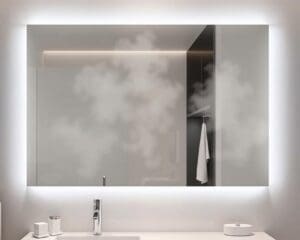 Badkamerspiegels met een verwarmde rand tegen condens
