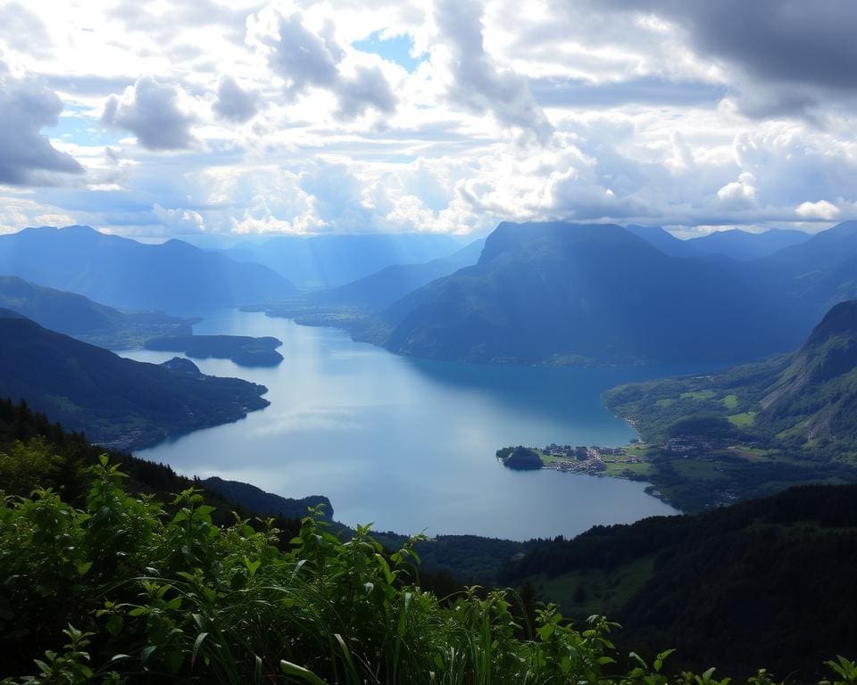 adembenemende uitzichten van het Vierwoudstrekenmeer en de Alpen