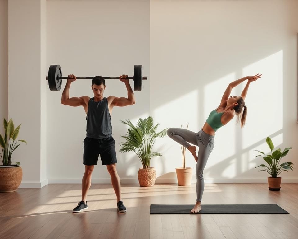balans tussen yoga en krachttraining