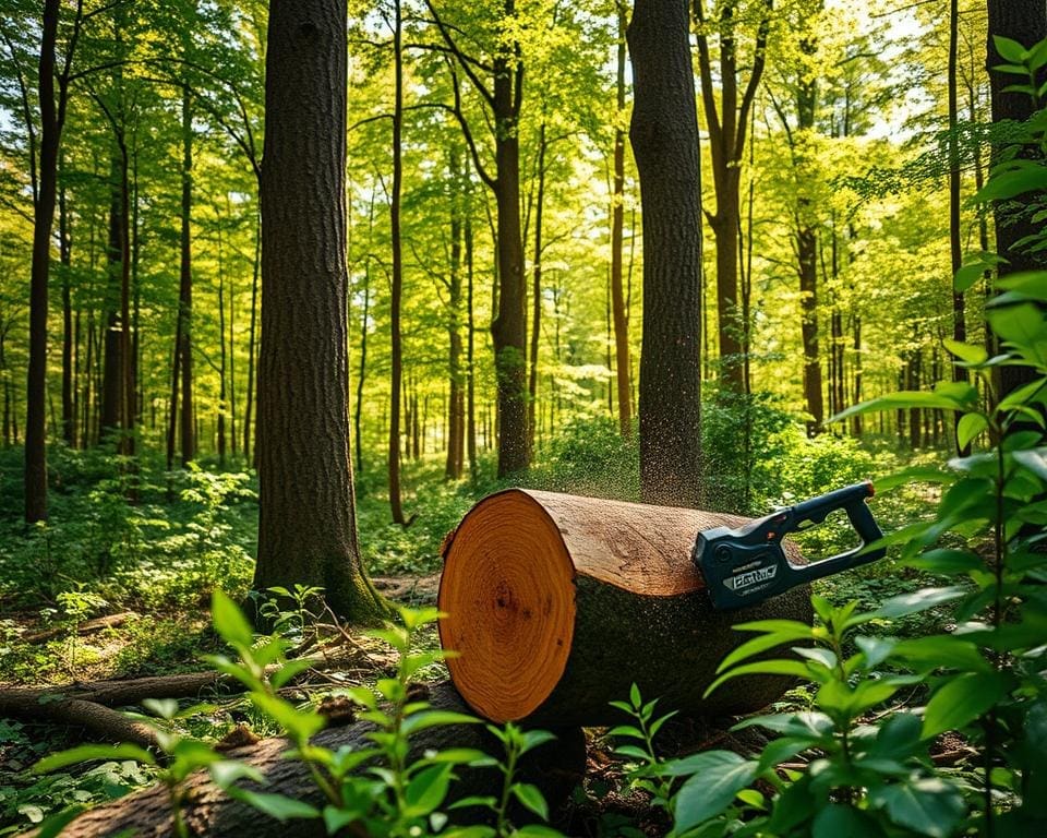 bomen kappen met accuzagen