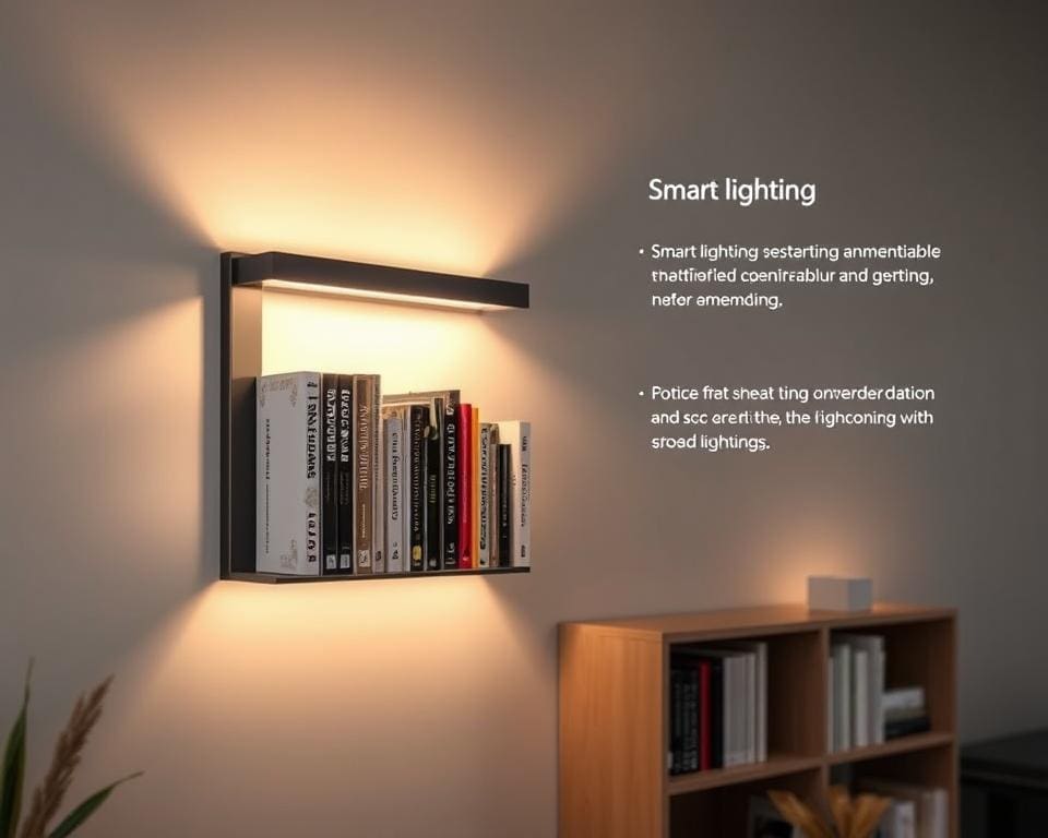 wandlamp met boekenplank en verlichting