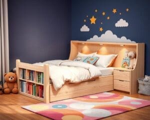 Kinderbedden met een geïntegreerde boekenplank