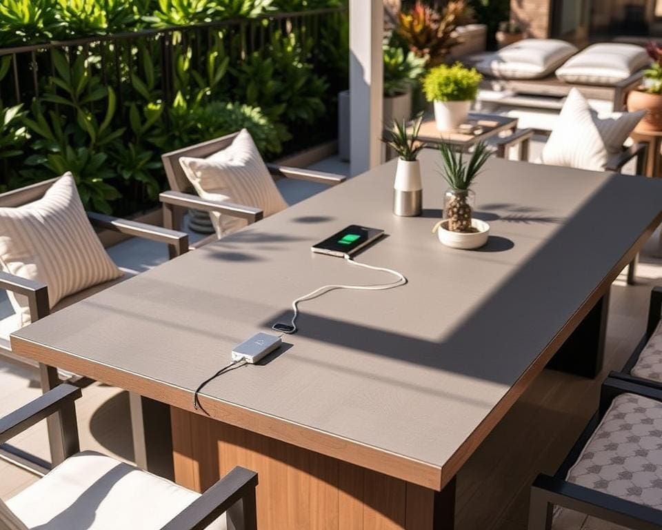 Lounge tuintafel met USB-oplaadpunt