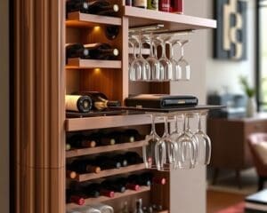 Wijnrekken met een ingebouwde glazenhouder