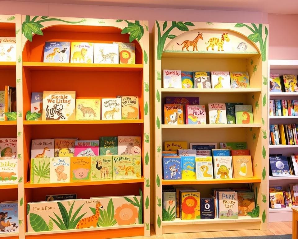 kies de juiste kinderboekenplank met kleur dierenprint