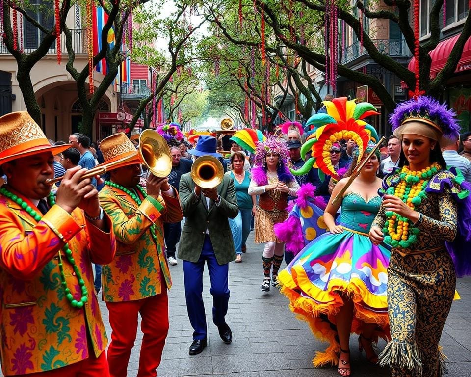 muziek en dans tijdens Mardi Gras