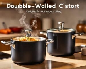 Keukenpotten met een dubbelwandig ontwerp voor warmtebehoud