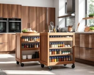 Keukentrolleys met geïntegreerde kruidenrekjes