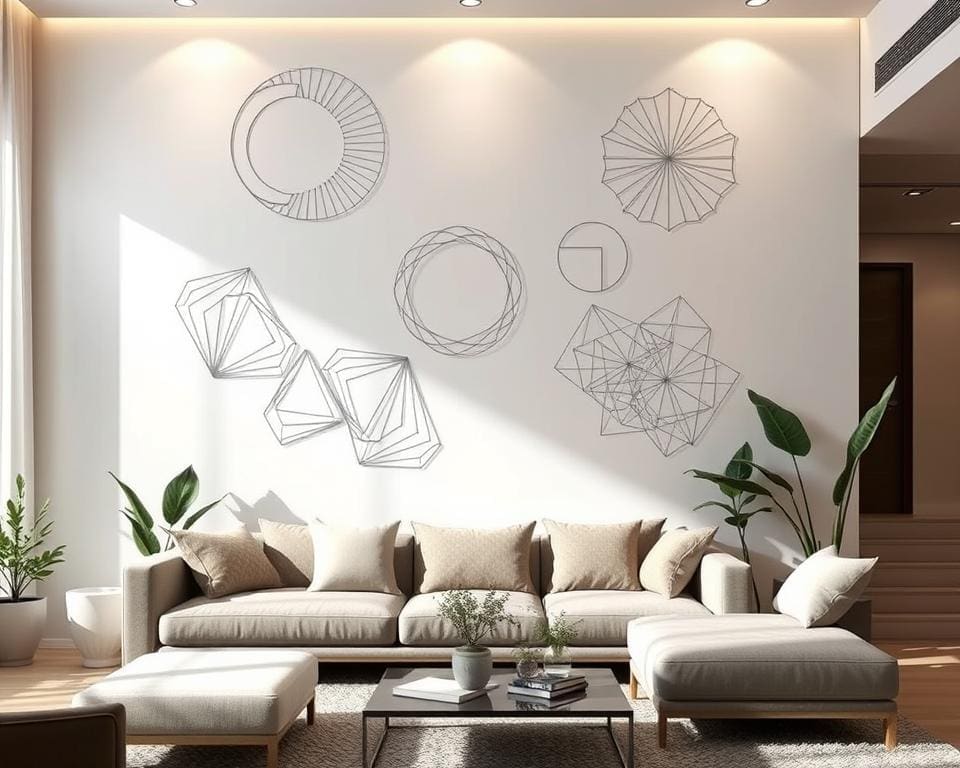 wanddecoratie met plexiglas lijntekeningen