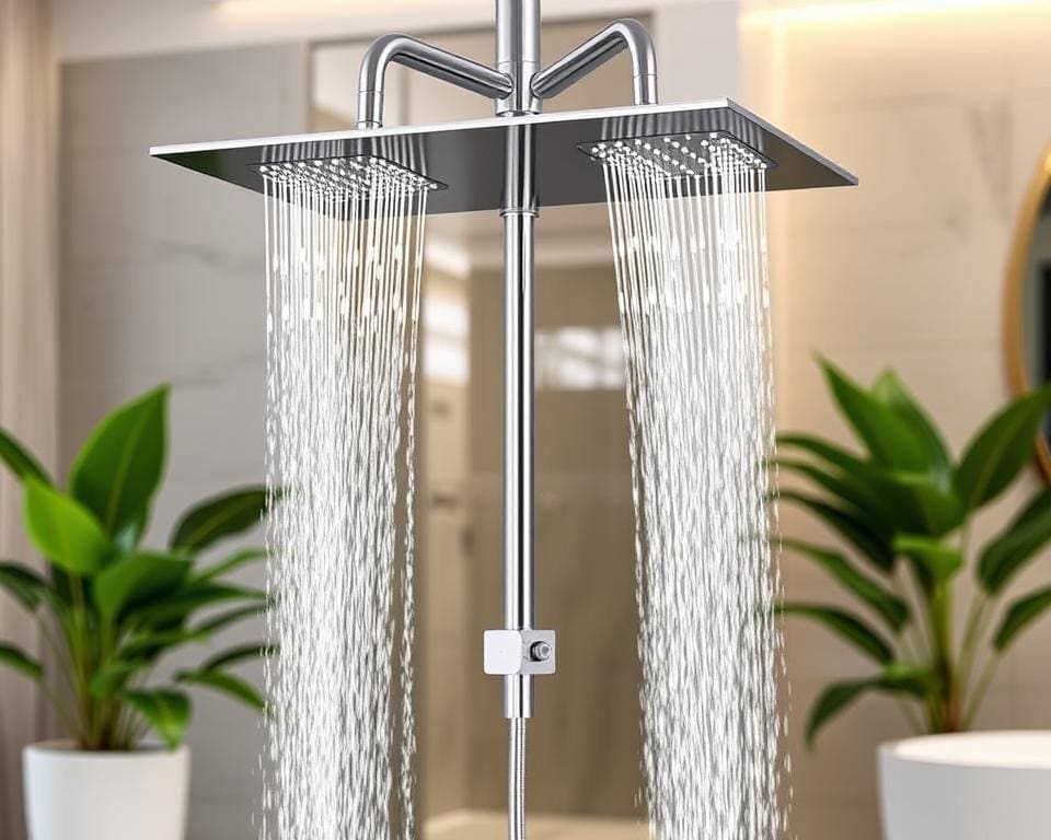 Douchepanelen met een regen- en watervaloptie