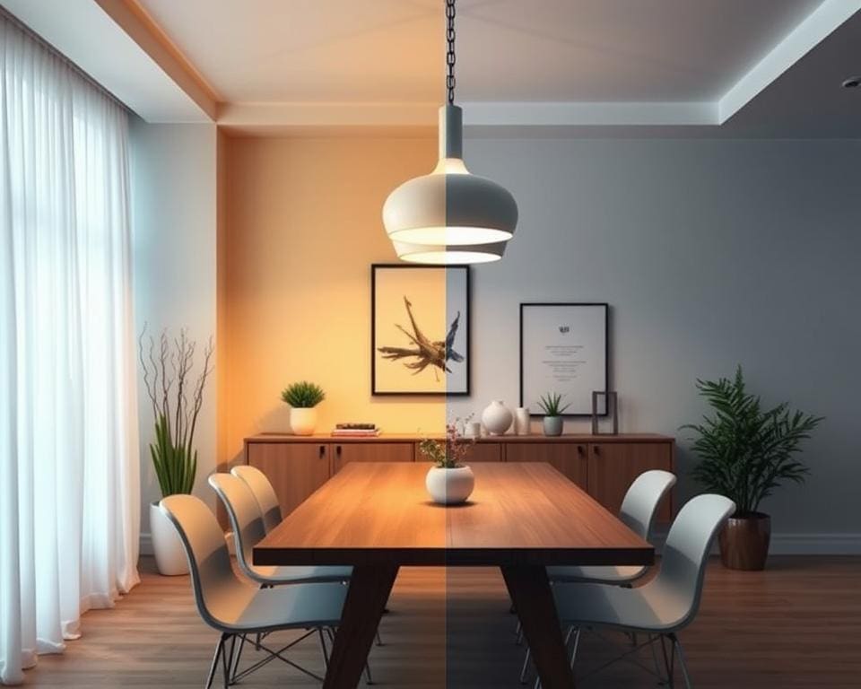 Hanglampen met een warme en koude lichtkeuze
