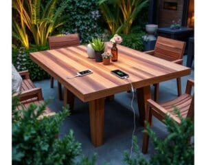 Tuintafels met geïntegreerde USB-oplaadstations