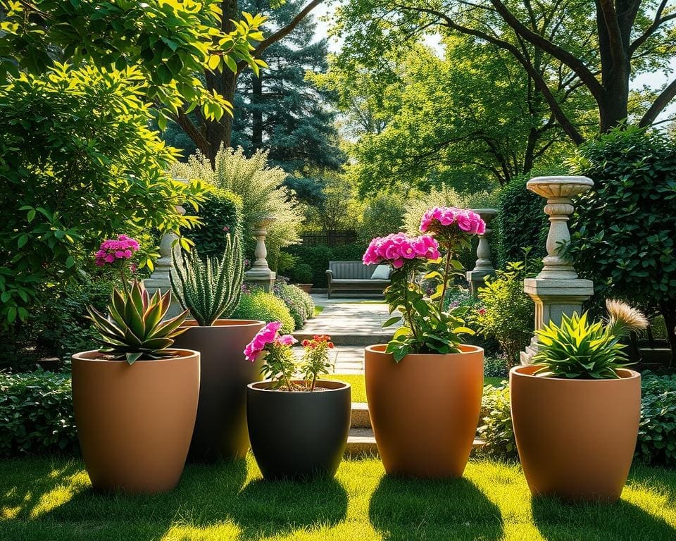 Hoe geef je je tuin karakter met design bloempotten?